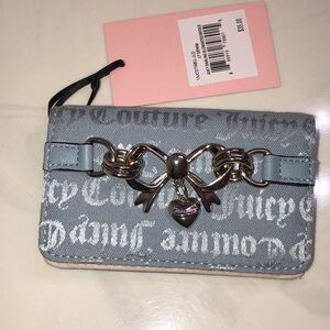 Juicy Couture Light Denim Juicy Darling Elongated Bifold Wallet Bow Accent NWT